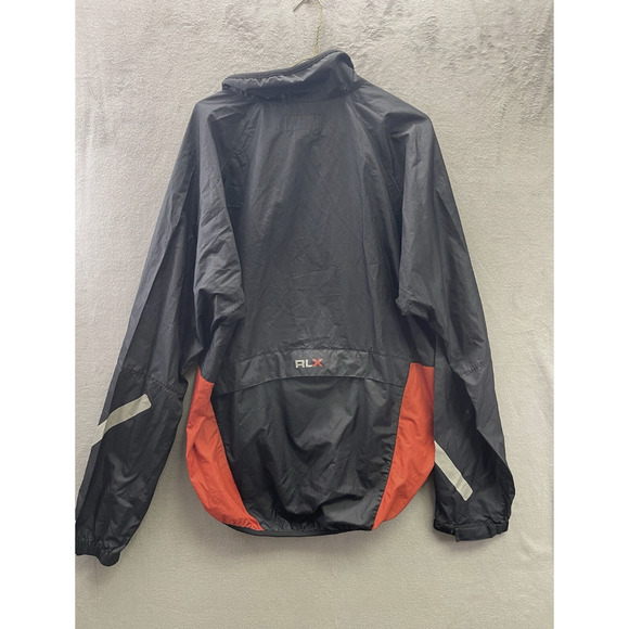 RLX Polo Sport Jacket Mens Large Black Red Full Zip Windbreaker Reflective Trim - Picture 7 of 9
